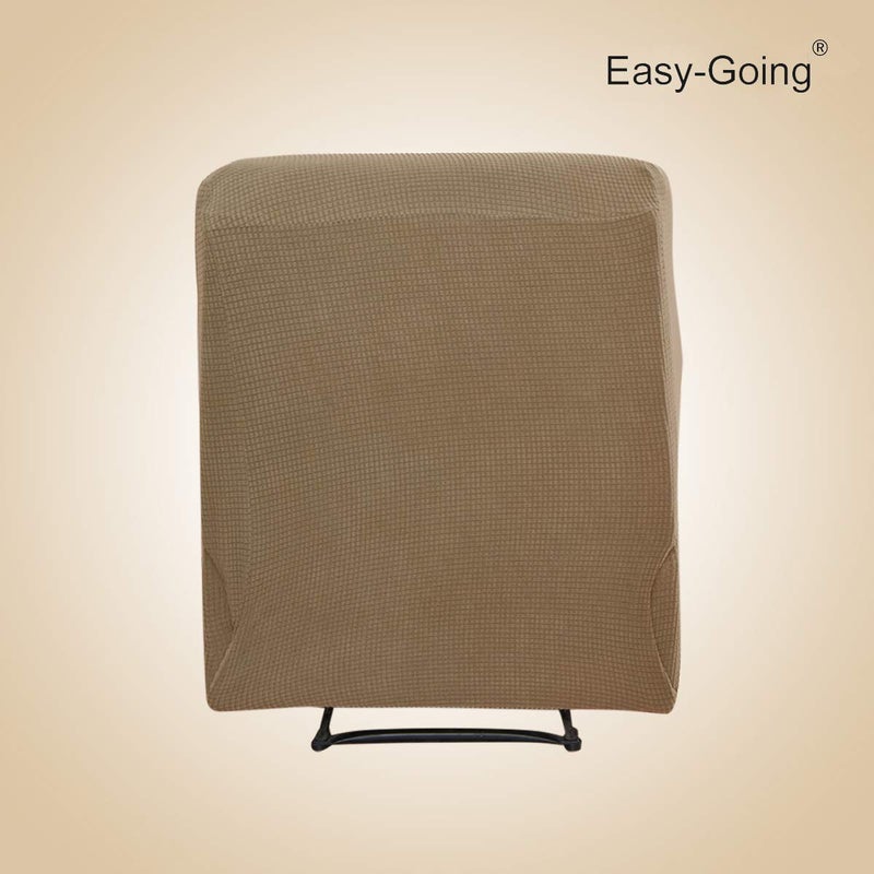Easy-Going Recliner Stretch Sofa Slipcover Sofa Cover 4-Pieces Furniture Protector Couch Soft with Elastic Bottom Spandex Jacquard Fabric Small Checks(Recliner,Camel) Large - Image 4