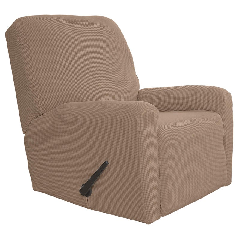 Easy-Going Recliner Stretch Sofa Slipcover Sofa Cover 4-Pieces Furniture Protector Couch Soft with Elastic Bottom Spandex Jacquard Fabric Small Checks(Recliner,Camel) Large - Image 1
