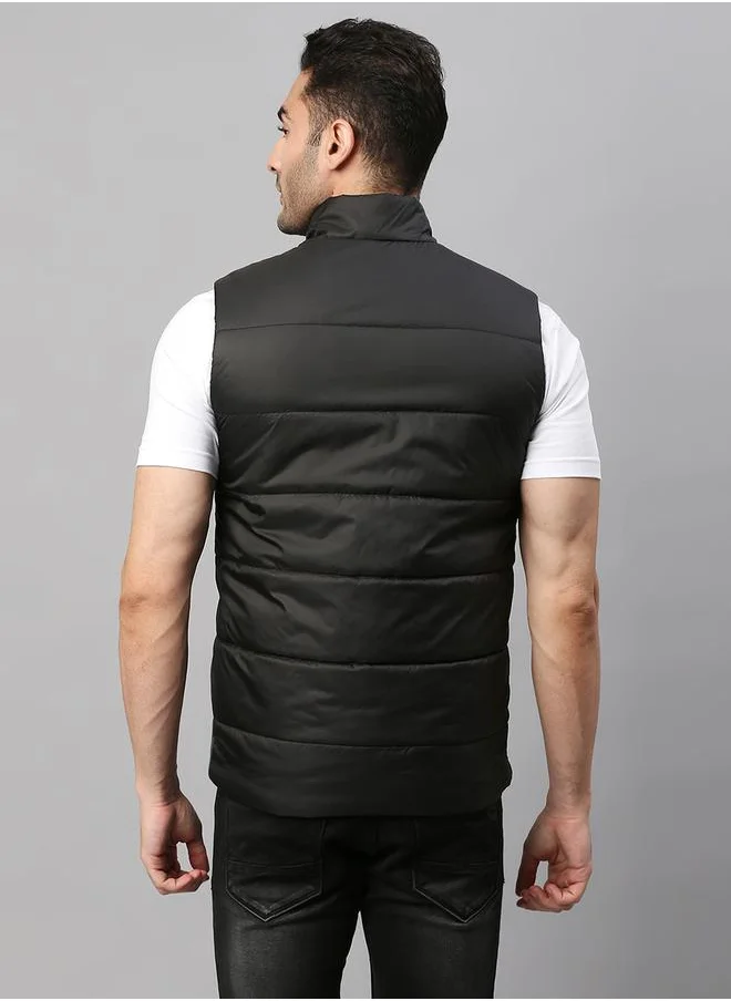 Dennis Lingo Mock Neck Regular Fit Color Block Gilet Jacket by Styli