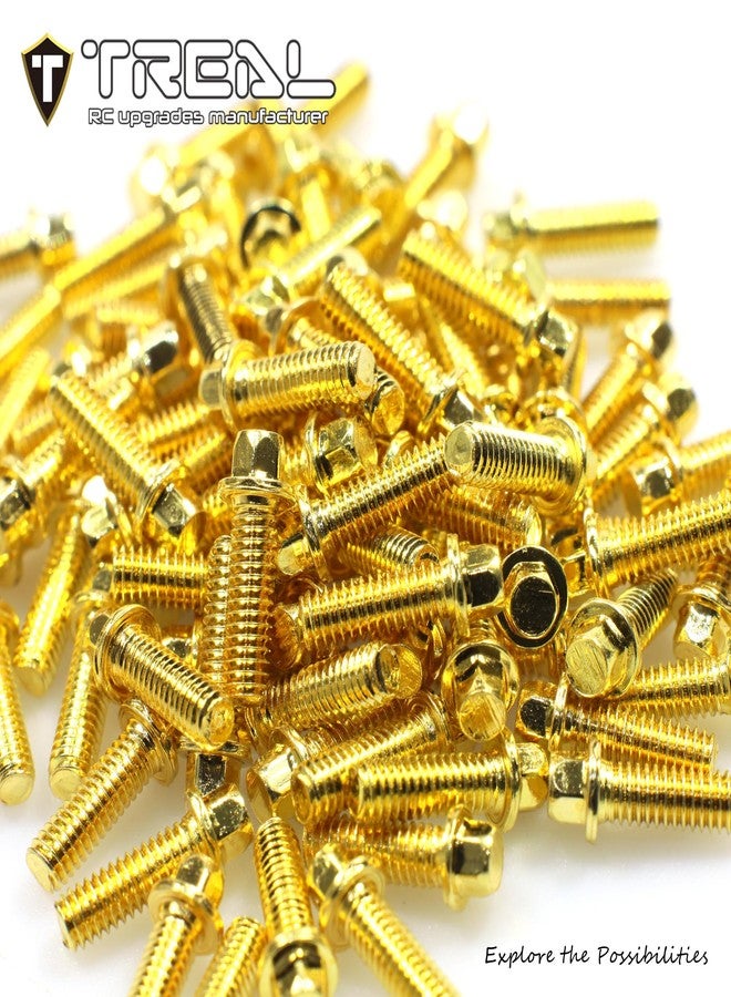 براغي رأس سداسية فولاذية من نوع Treal 1.9 beadlock Wheel M2.5 * 8، عبوة من 100 قطعة (ذهبي) - Image 3