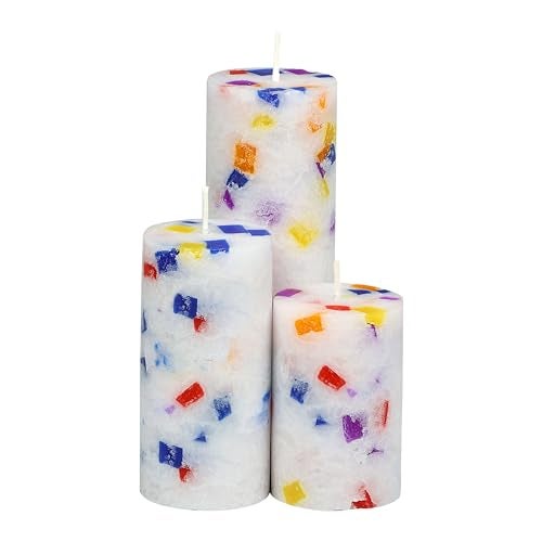 PROSPERRO LUMO By Parkash Candles Set Of 3 Fragrance Pillar Wax Candles Marble Finish(Christmas Snow - Mahagony) - Image 3