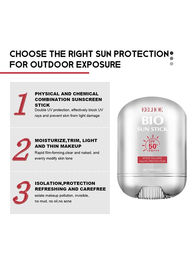 إيلهو عصا الشمس الحيوية SPF50 ، حماية من العصا السولير الراقية ، عصا واقية من الشمس مقاومة للماء للجنسين ، منعشة غير دهنية ، سهلة التطبيق 15 جرام - Image 4