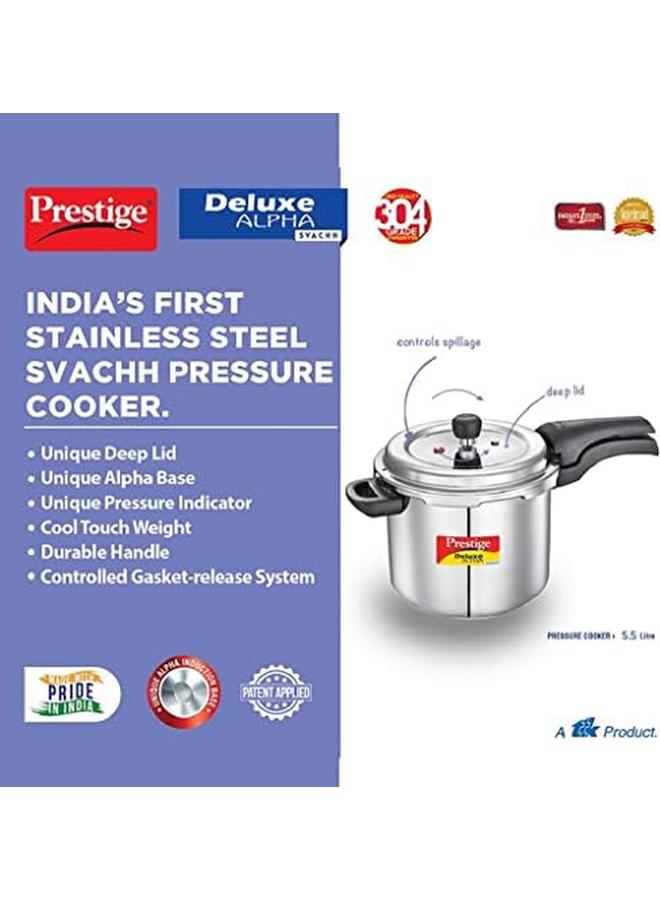 برستيج طنجرة ضغط ستانلس ستيل ديلوكس ألفا سفاتش سعة 5.5 لتر - Image 3