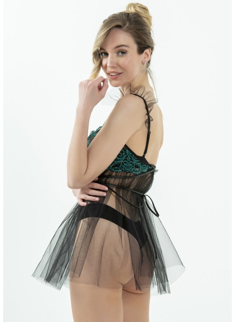 Magic Form - 7216 Women's Green Underwire Bra Tulle Nightgown - Image 1