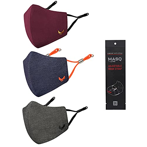 MASQ By Q-One Wings 4 Layer, Reusable, with Ear Adjusters, Anti-Bacterial (BFE>99%) Cotton Cloth Face Mask for Men, Boys (XL, Multicolor, Pack of 3), Without Valve - Image 1