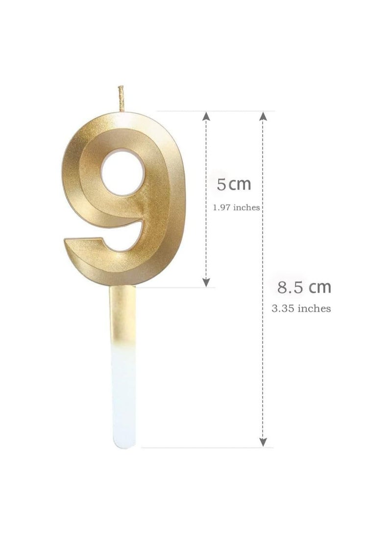 GOLDEDGE 3D Shape Birthday Cake Candles Gold Glitter Birthday Candles Decorative Decoration for Birthday Anniversary Wedding Party Graduation Party (9) - Image 1