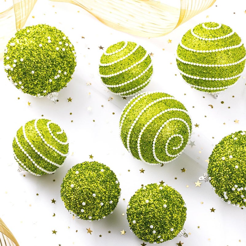 Munansli Green Christmas Ball Ornaments, Christmas Ball Decorations Shatterproof Plastic Hanging Pearl Balls for Holiday Party(70mm/2.76", 12ct) - Image 3