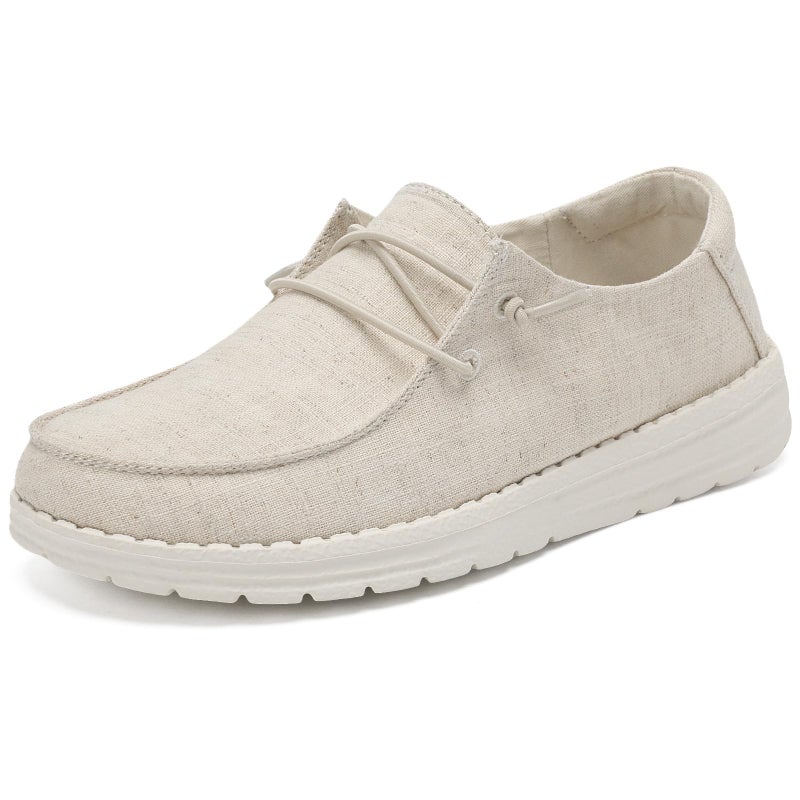 Grand Attack Women's Casual Slip-on Shoes Lightweight Loafers with Breathable Linen and Soft Sole Design for Walking Driving Beige Size 7 - Image 1