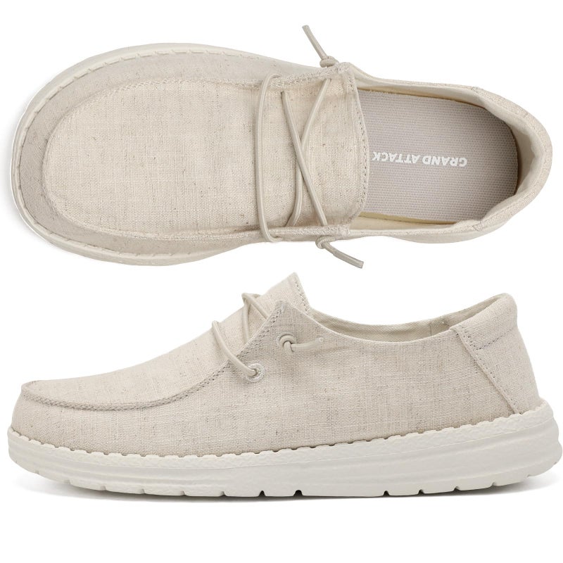 Grand Attack Women's Casual Slip-on Shoes Lightweight Loafers with Breathable Linen and Soft Sole Design for Walking Driving Beige Size 7 - Image 2