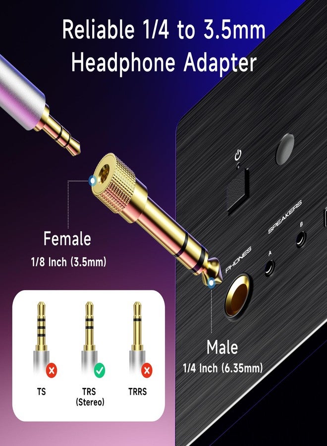 Cable Matters 5-Pack 1/4 to 1/8 Headphone Adapter, 6.35mm to 3.5mm Adapter Male to Female, Gold Plated Stereo Headphone 3.5mm to 1/4 Converter - Image 2