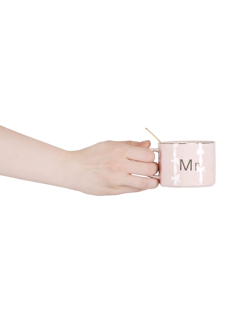 Nyrwana NYRWANA DELIVERING SMILES IN INIDA Mr And Mrs Ceramic MugsTea Cup With Heart Shape Saucer 2Pc Pink 250 Milliliter 250 Ml  - Image 5