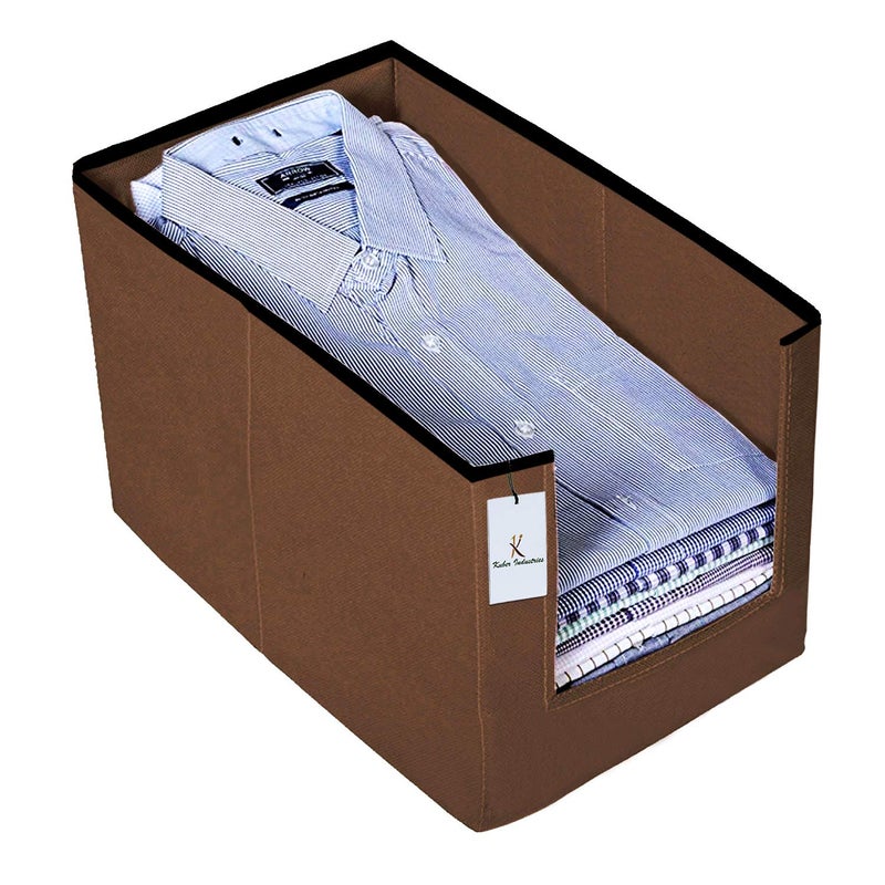 Kuber Industries 6 Piece Non Woven Shirt Stacker Wardrobe Organizer Set BrownCTKTC31839 - Image 2