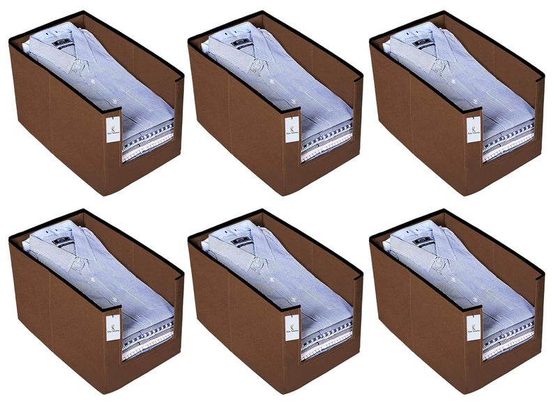 Kuber Industries 6 Piece Non Woven Shirt Stacker Wardrobe Organizer Set BrownCTKTC31839 - Image 1