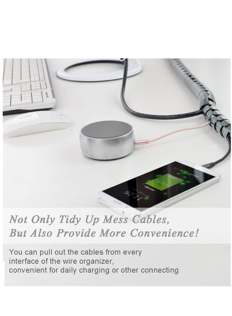2M 16mm Flexible Spiral Cable Wire Protector Cable Organizer Computer Cord Protective Tube Clip Organizer Management Tools (Grey) - Image 3