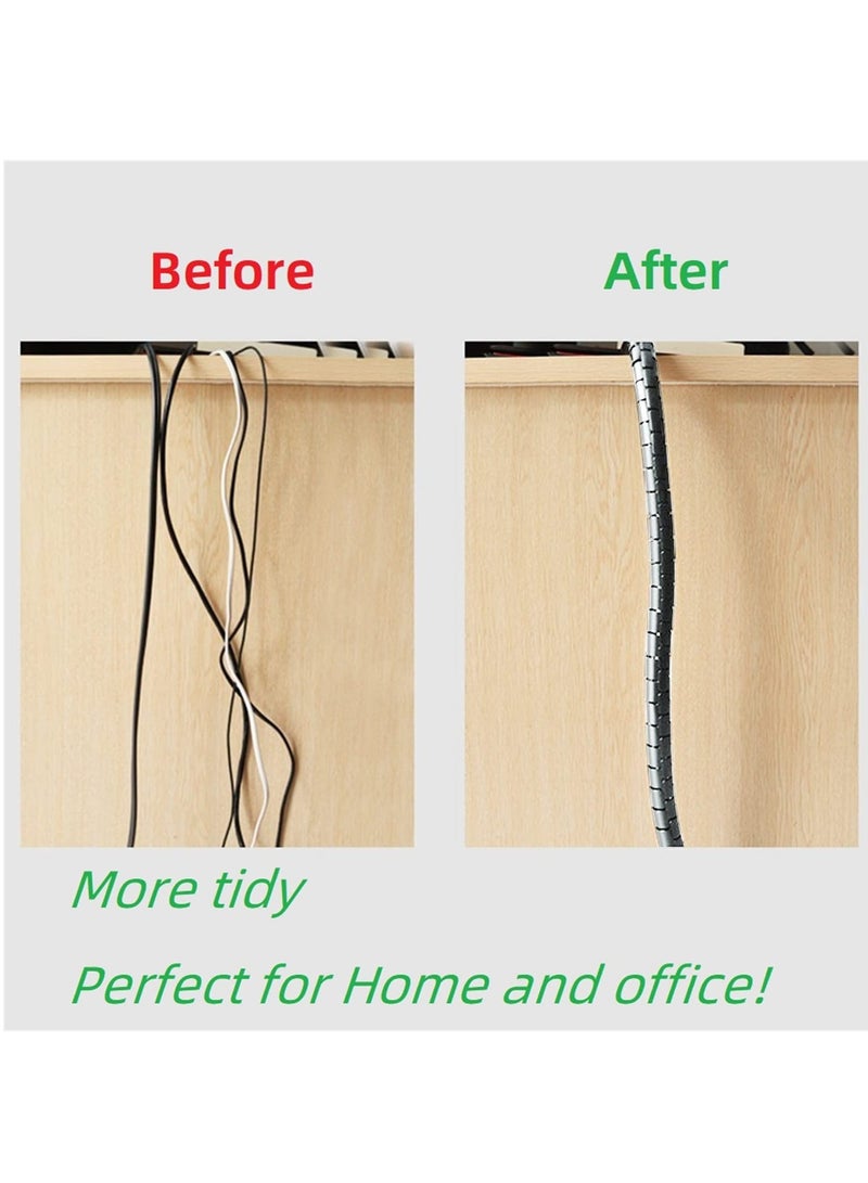 2M 16mm Flexible Spiral Cable Wire Protector Cable Organizer Computer Cord Protective Tube Clip Organizer Management Tools (Grey) - Image 2