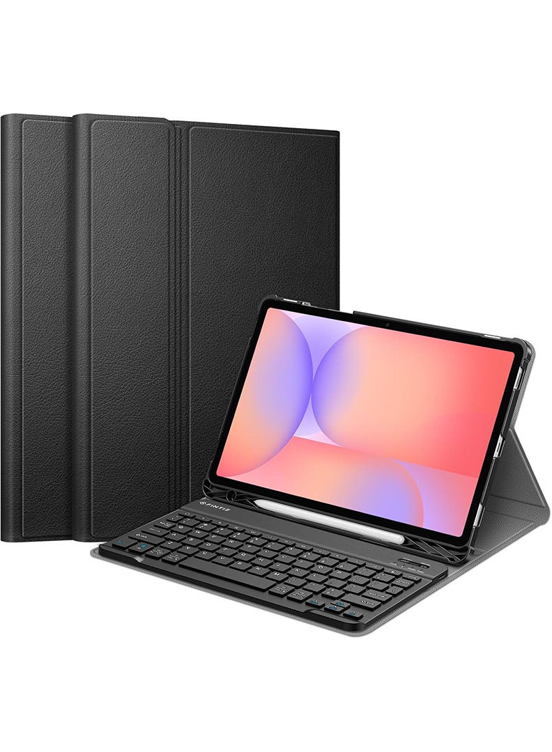 ثيودور جراب لوحة مفاتيح لجهاز سامسونج جالاكسي تاب S10 FE 2025 مقاس 10.9 بوصة، نحيف وخفيف الوزن، مع حامل ولوحة مفاتيح بلوتوث لاسلكية قابلة للفصل مغناطيسيًا، وخاصية التشغيل/الإيقاف التلقائي - أسود - Image 1