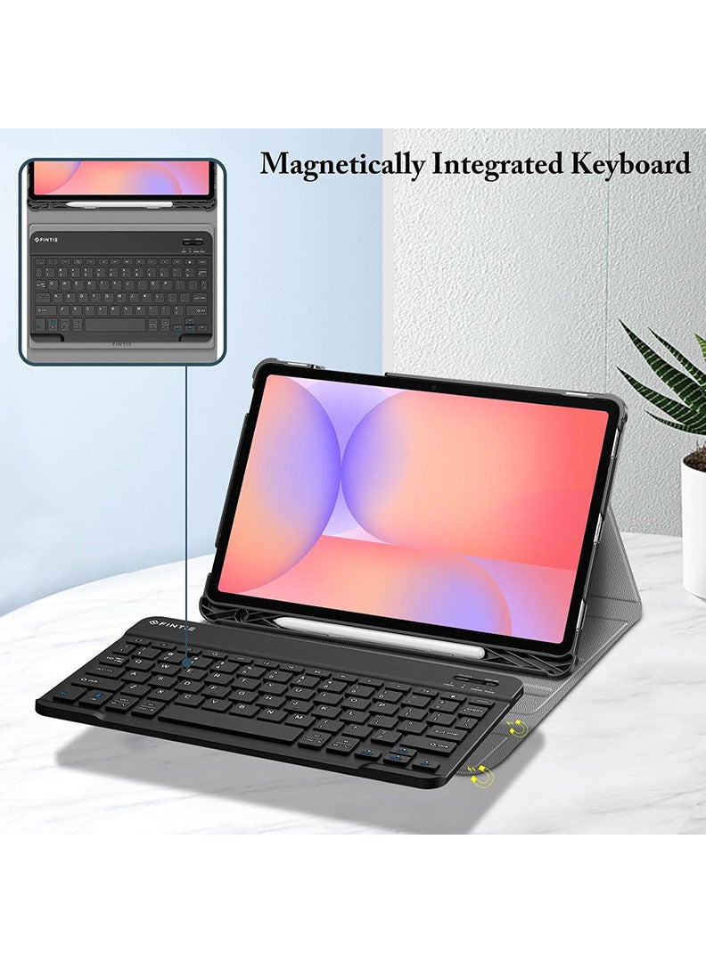 ثيودور جراب لوحة مفاتيح لجهاز سامسونج جالاكسي تاب S10 FE 2025 مقاس 10.9 بوصة، نحيف وخفيف الوزن، مع حامل ولوحة مفاتيح بلوتوث لاسلكية قابلة للفصل مغناطيسيًا، وخاصية التشغيل/الإيقاف التلقائي - أسود - Image 3