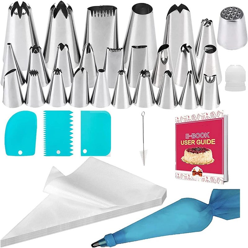 jaexest 44 Piece Cake Decorating Set - Stainless Steel Icing Tips and Accessories For Cakes, Cupcakes, Cookies, Pastries Baking Supplies - Image 1