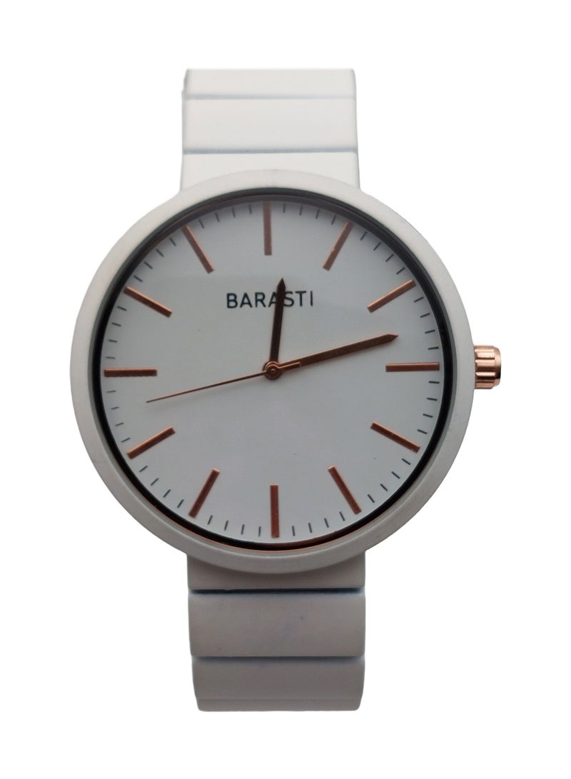 BARASTI Men's Analog Quartz White Stainless Steel Watch - 45mm - Image 1