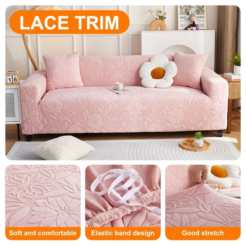 2 Pcs Plush Soft Thickened Stretch Universal Full Cover Sofa Slipcover White Footrest For Sofas 27 56 To 35 43 Inches All Season Cat Scratch And Dust Proof Sofa Cover Holiday Home Decor With One Pillowcase 17 72x17 72 Inches - Image 5
