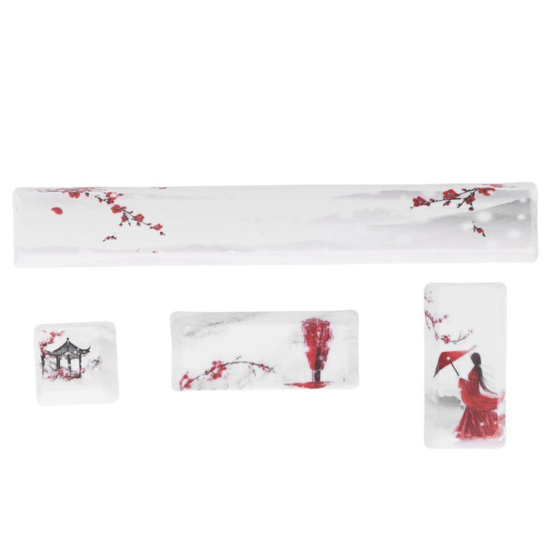 DIY Keycaps Kit: PBT Material Winter Snow Plum Pattern - Wear Resistant Excellent Typing Feel Replacement Accessories for Most Mechanical Keyboards - Image 4