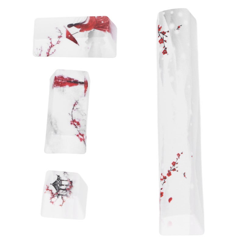 DIY Keycaps Kit: PBT Material Winter Snow Plum Pattern - Wear Resistant Excellent Typing Feel Replacement Accessories for Most Mechanical Keyboards - Image 5