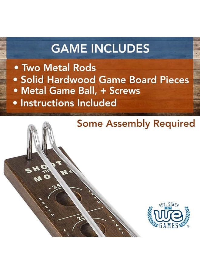 WE Games WE Games Shoot The Moon Game, Large 18 inches, Walnut Stained Solid Wood Board with Metal Ball and Rods, Retro Balancing Game for Family and Bar  - Image 3