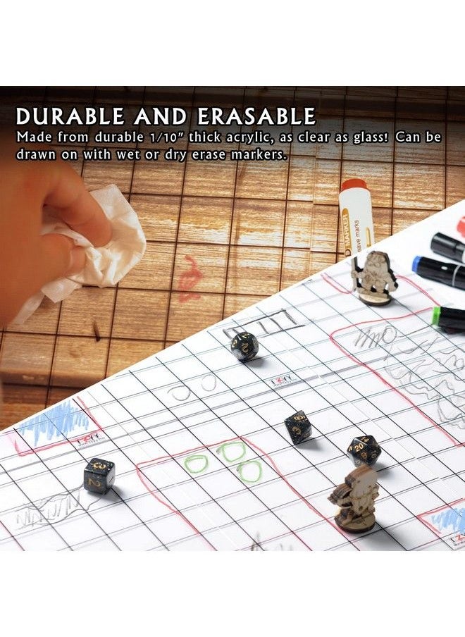 CZYY - Acrylic Game Mat 1" Square Grid Overlay Set Of 2 6"X8" Battle Map Board Clear & Durable Great For Dungeons And Dragons Pathfinder And Other Tabletop Rpg - Image 1