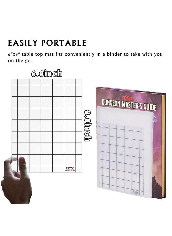 CZYY - Acrylic Game Mat 1" Square Grid Overlay Set Of 2 6"X8" Battle Map Board Clear & Durable Great For Dungeons And Dragons Pathfinder And Other Tabletop Rpg - Image 1