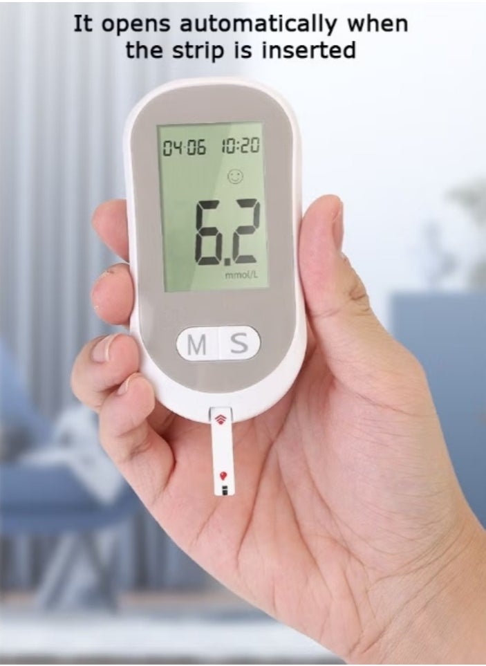 Automatic Portable Blood Glucose Meter, Accurate and Easy to Use Diabetes Testing Device with 50 Test Strips, Lancet Pen and 50 Lancets, Fast Results, Memory Storage and Code Free Operation