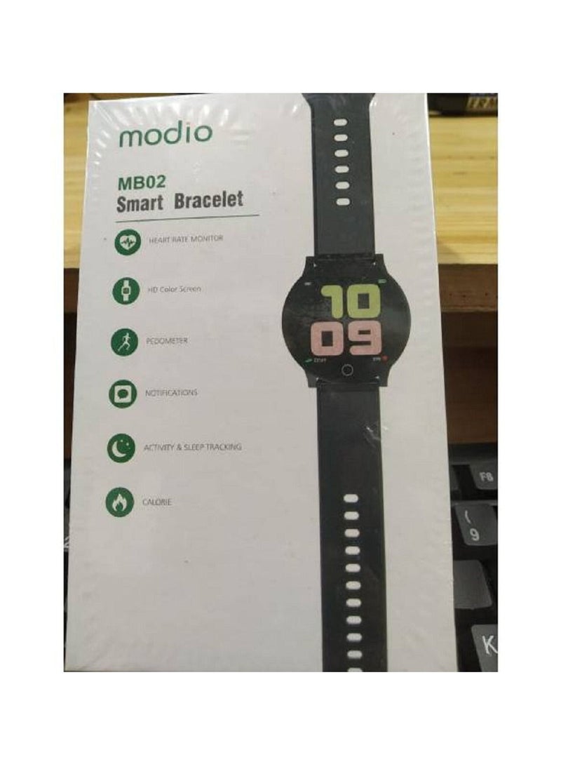 MODIO MB02 SMART BRACELET / MODIO SMART WATCH, Bracelet Heart Rate Monitor Pedometer HD color screen Notifications Calorie Immunity Test MB02 (Black)