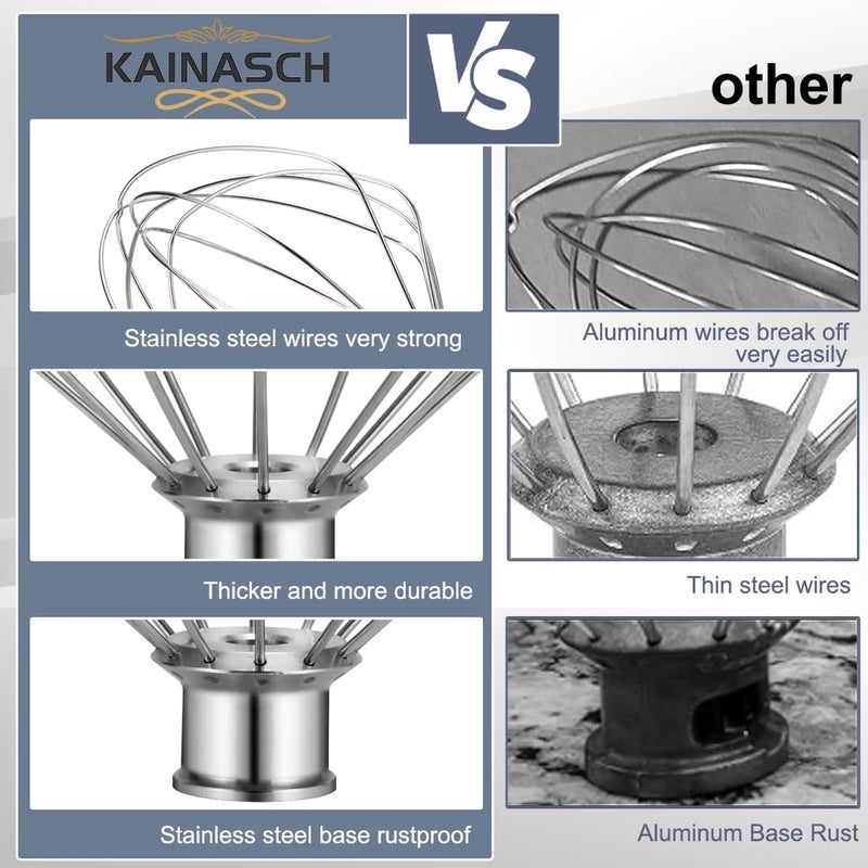 Kainasch ملحق الخفاقة من الفولاذ المقاوم للصدأ KN256WW لخلاط KitchenAid 6 كوارت برفع الوعاء، ملحق الخفاقة 6 أسلاك لإكسسوارات Kitchen Aid - Image 5