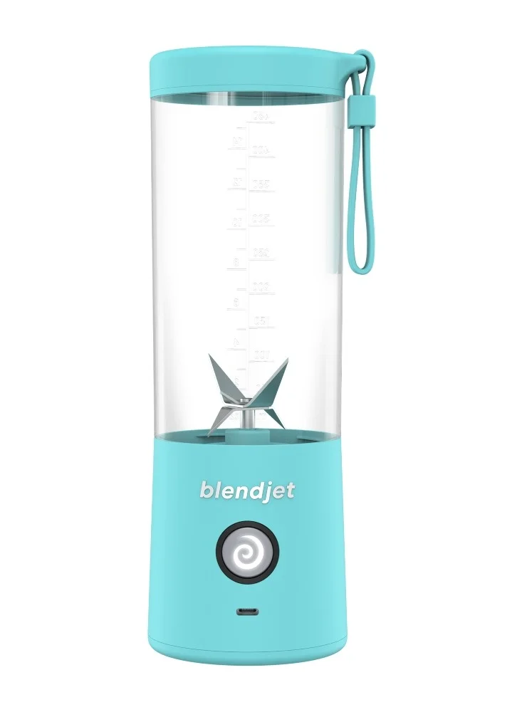 blendjet V2 Portable Blender Smoothie Maker, Personal Blender, Fruit Blender, Leak Proof Juicer, BPA-Free 475ml 200W Sports Bottle, USB-C Rechargeable, Ice Crusher with Stainless Steel Blades - Sky Blue