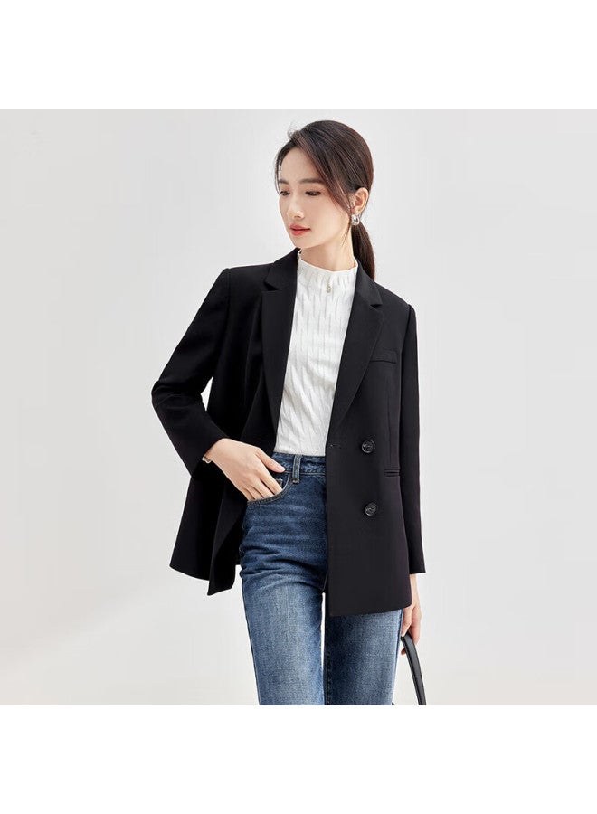 Sentubila Shangduobila Professional Commuter Suit For Women, Spring And Autumn High-end Interview Formal Jacket, Elegant Blazer, Black, Size S - Image 1