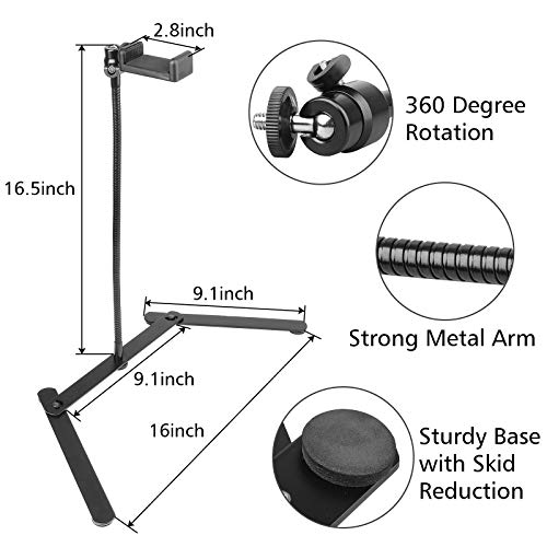 ChromLives Photo Copy Pico Projector Stand,Chromlives Overhead Tripod Video Stand for Phone,Adjustable Tabletop Overhead Phone Mount,Gooseneck Mini Tripod Stand for Teaching Streaming Baking Crafting - Image 2
