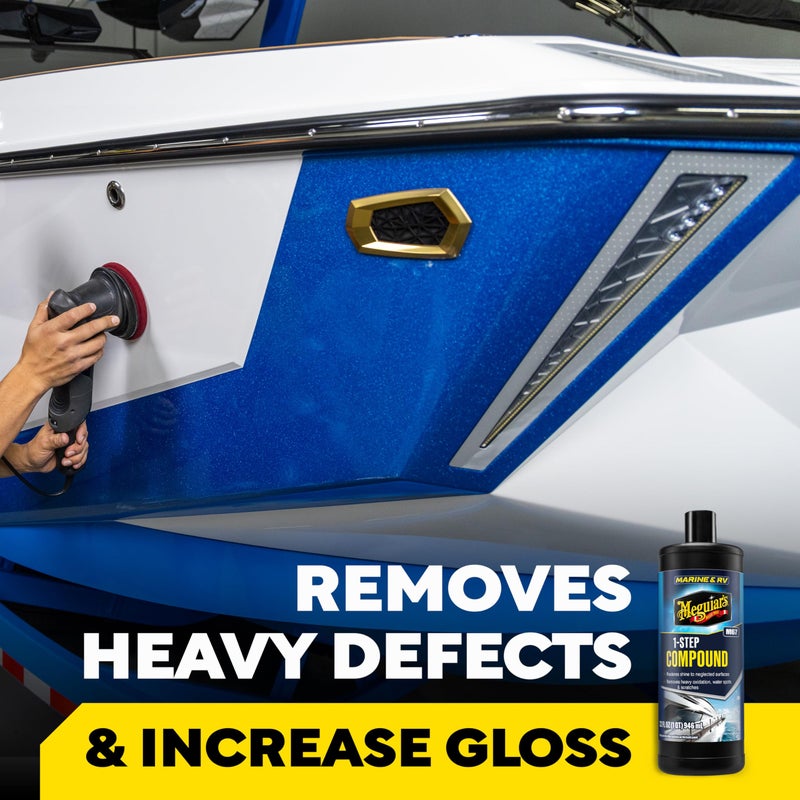 Meguiar's Meguiarâ€™s Marine/RV One Step Compound, M6732, Removes Oxidation, Stains, Scratches, and Water Spots, Restores Color and Shine to Fiberglass Gel Coat Finishes, Christmas Gift Ideas for Car Dads, 32 Oz - Image 2