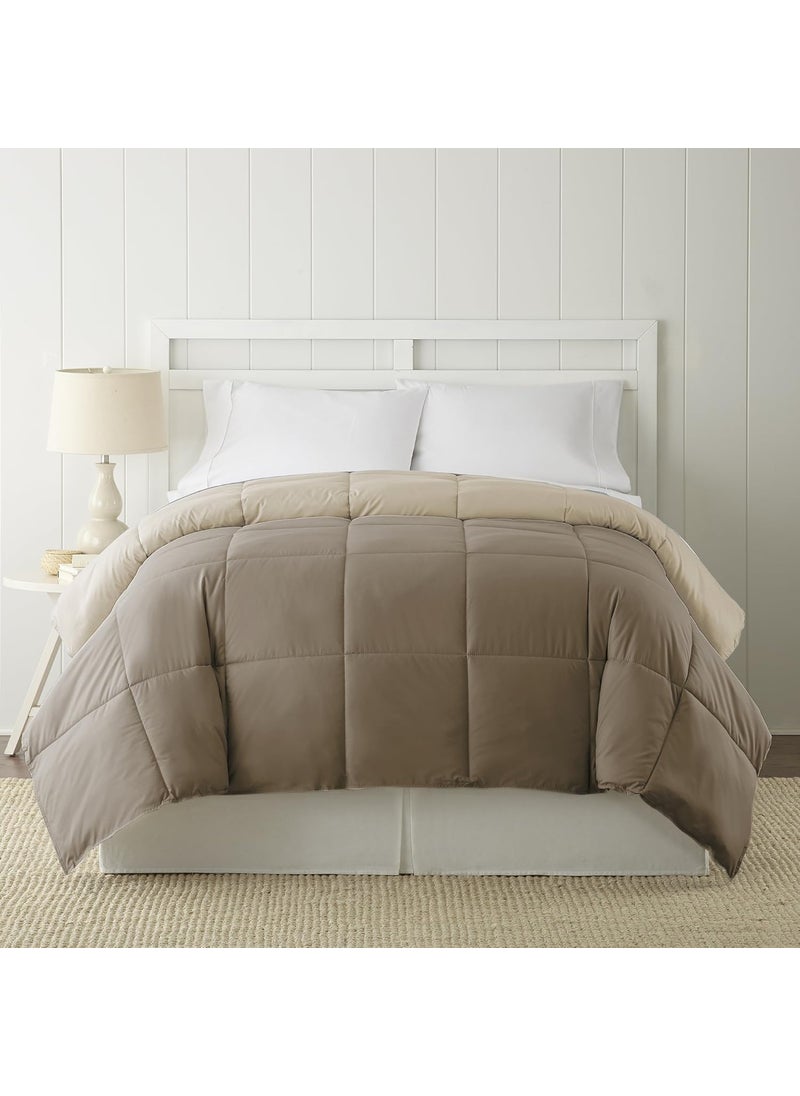 Modern Threads Amrapur Overseas 2DWNCMFG Goose Down Alternative Microfiber Quilted Reversible Comforter/Duvet Insert-Ultra Soft Hypoallergenic Bedding-Medium Warmth for All Seasons-[Stone/Champagne King]  - Image 2