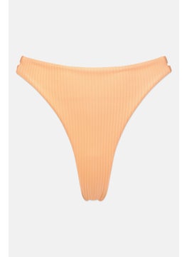 Women Embroidered Logo Bikini Bottom, Peach