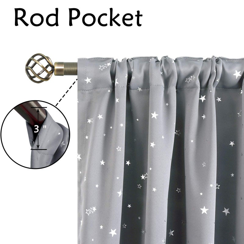 BGment Kids Blackout Curtains for Bedroom  Rod Pocket Room Darkening Curtains Decoration Thermal Insulation Window Drapes for Nursery  Children Room  2 Panels  Each 42 x 84 Inch  Light Grey - Image 3