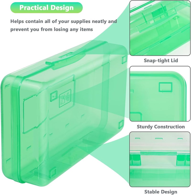 DANRONG Large Capacity Colored Pencil Case, Pencil Box, Plastic Pencil Boxes for Kids Adults Girls Boys, Hard Crayon Box Storage with Snap-tight Lid for School office Supplies (Green) - Image 4