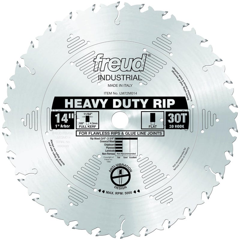 freud LM72M014: 14" x 30T Heavy-Duty Rip Blade - Image 1