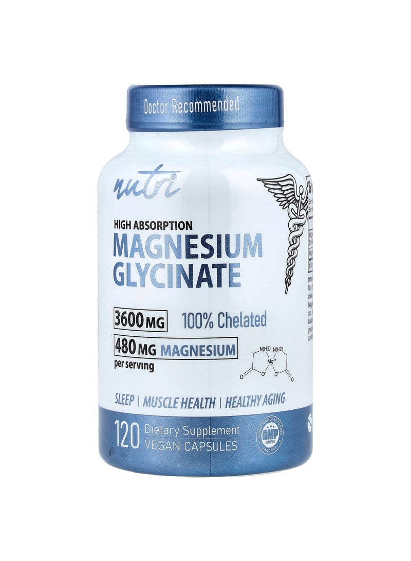 Nutri, Magnesium Glycinate, High Absorption, 120 Vegan Capsules (900 mg per Capsule)