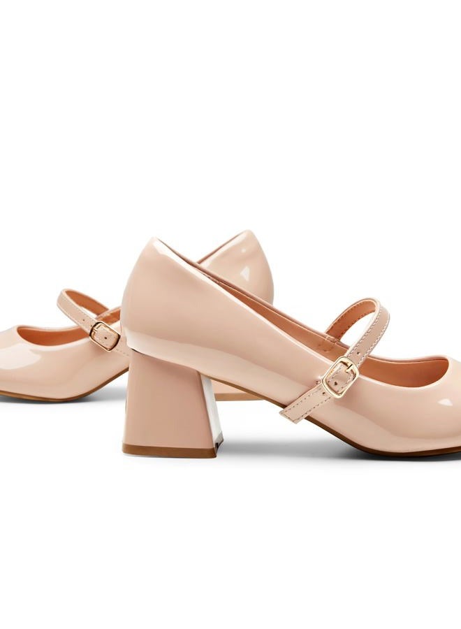 Trary Mary Jane Shoes Women, Chunky Mary Janes Heels for Women Shoes Dressy Casual, Dress Shoes for Women Block Heels Closed Toe Mary Jane Pumps, Nude, 9.5 - Image 3
