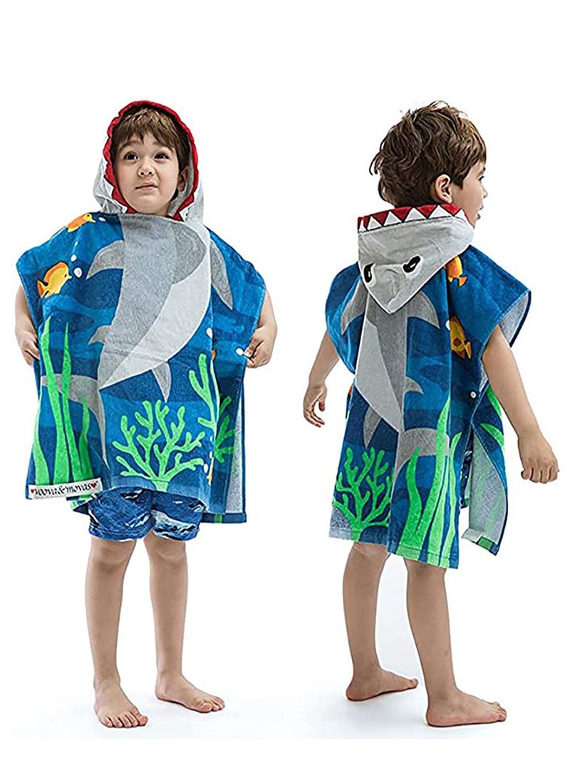 KASTWAVE Kids Hooded Towel, Multi-purpose Children’s Pool, Beach Swimming, Bathroom Children’s Shark Blouse, Use for Boys Girls 12m to 5 Years, 48"x24" Cotton Wrap, Super Soft Absorbent Cotton - Image 1