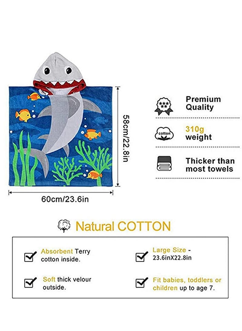 KASTWAVE Kids Hooded Towel, Multi-purpose Children’s Pool, Beach Swimming, Bathroom Children’s Shark Blouse, Use for Boys Girls 12m to 5 Years, 48"x24" Cotton Wrap, Super Soft Absorbent Cotton - Image 2
