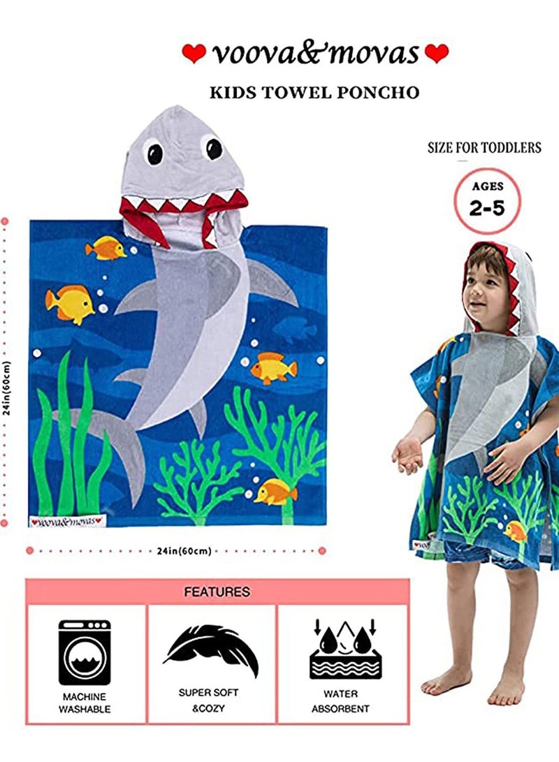 KASTWAVE Kids Hooded Towel, Multi-purpose Children’s Pool, Beach Swimming, Bathroom Children’s Shark Blouse, Use for Boys Girls 12m to 5 Years, 48"x24" Cotton Wrap, Super Soft Absorbent Cotton - Image 5