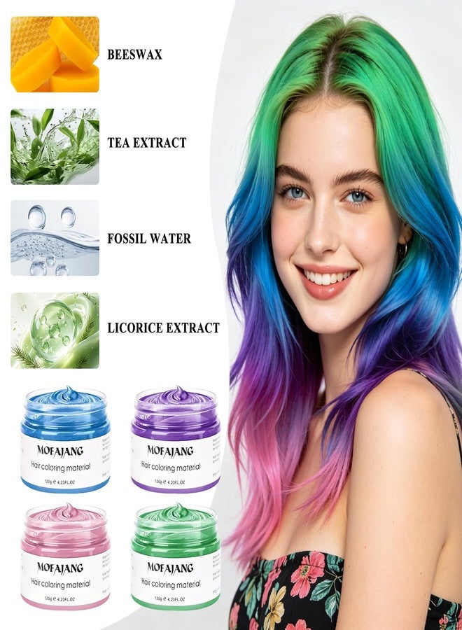 SOVONCARE 4 Colors Temporary Hair Color Wax for Kids, Washable Colored Hair Wax, DIY Styling Hair Wax Color, Temporary Hair Dye for Boys Girls Party Cosplay Halloween 4.23 oz (Green Purple Pink Blue) - Image 2