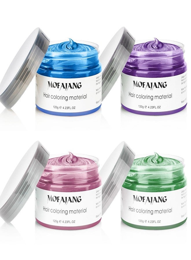 SOVONCARE 4 Colors Temporary Hair Color Wax for Kids, Washable Colored Hair Wax, DIY Styling Hair Wax Color, Temporary Hair Dye for Boys Girls Party Cosplay Halloween 4.23 oz (Green Purple Pink Blue) - Image 1
