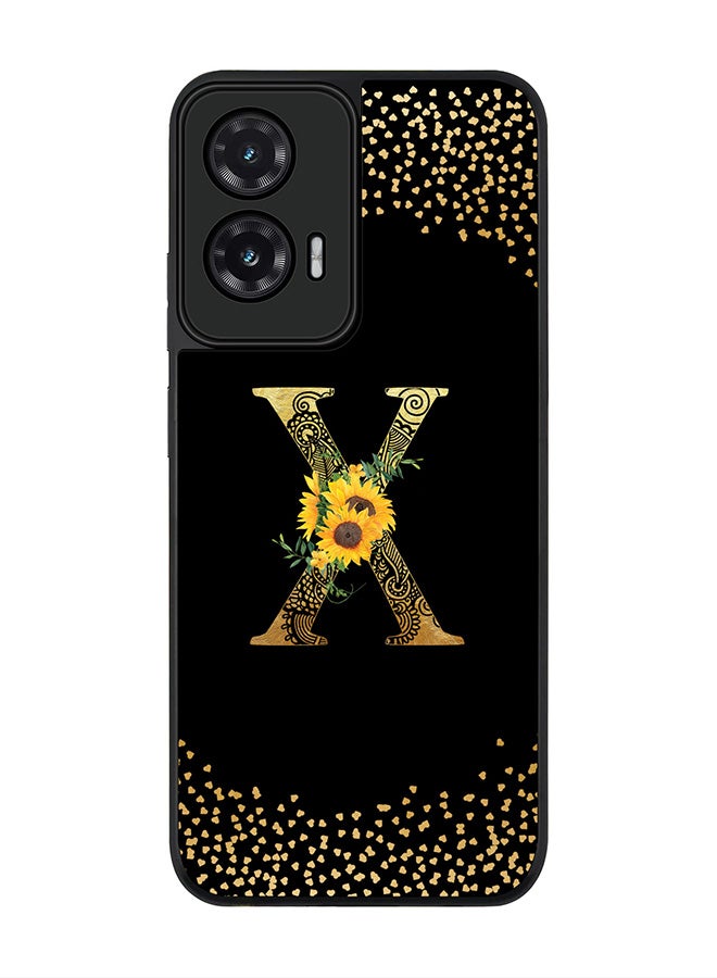 Stylizedd For Motorola Moto G35 Case,Slim fit Camera Protection, Shockproof Thin Phone cover  - Custom Floral Monogram - X ( Black )