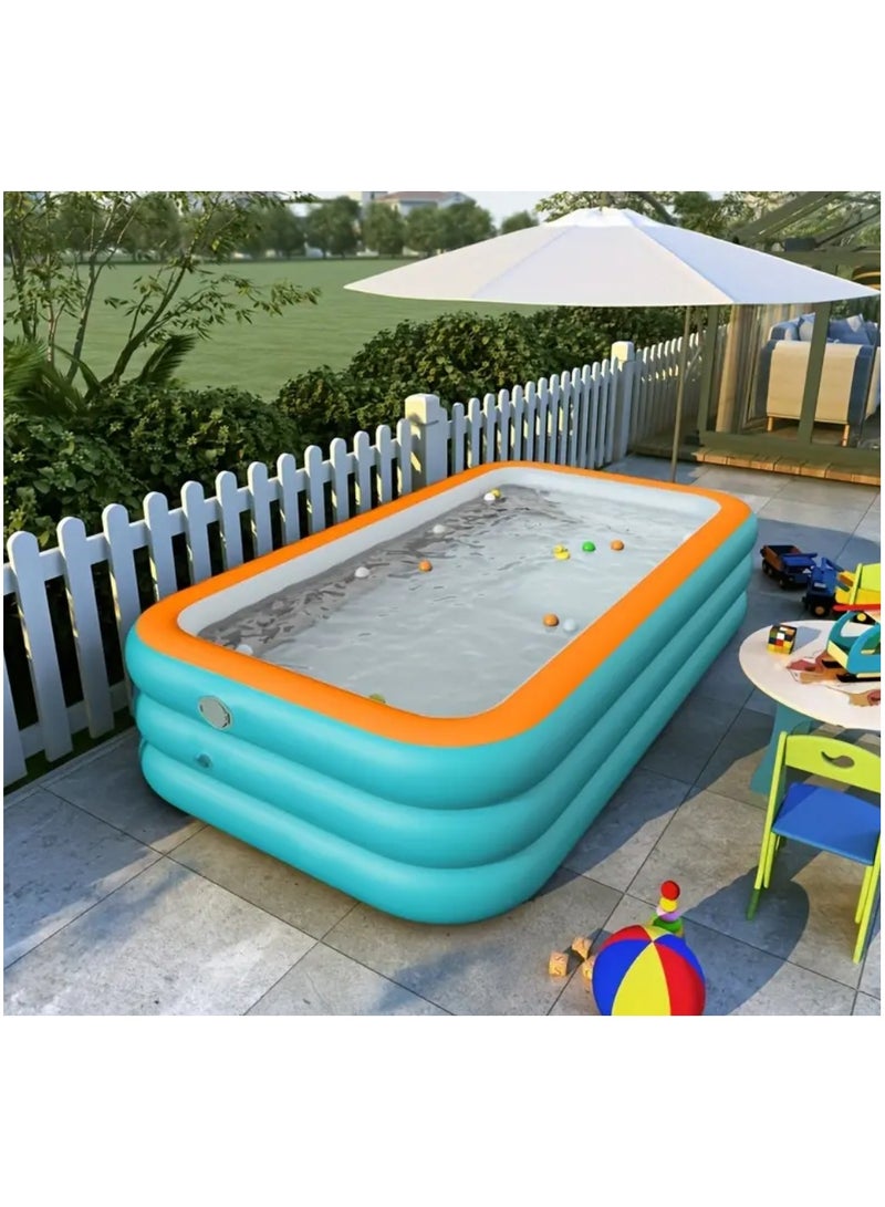 Generic PVC Inflatable Swimming Pool for Family,Stylish Rectangular Outdoor Play Pool(no air blowing device) - Image 4